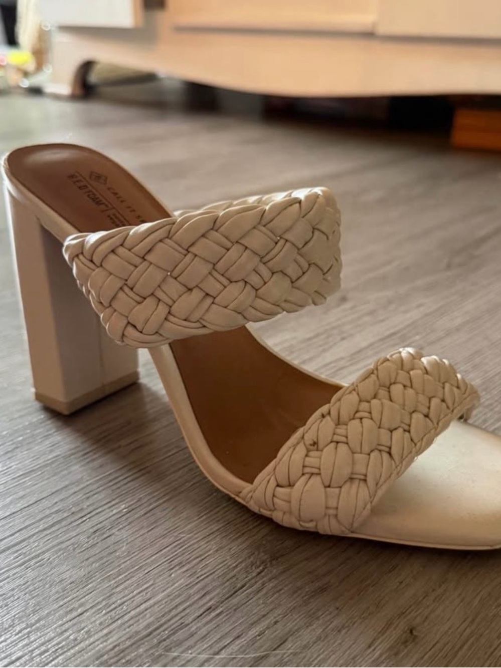 Call It Spring White Braided Block Heel Mules - Picture 2 of 3